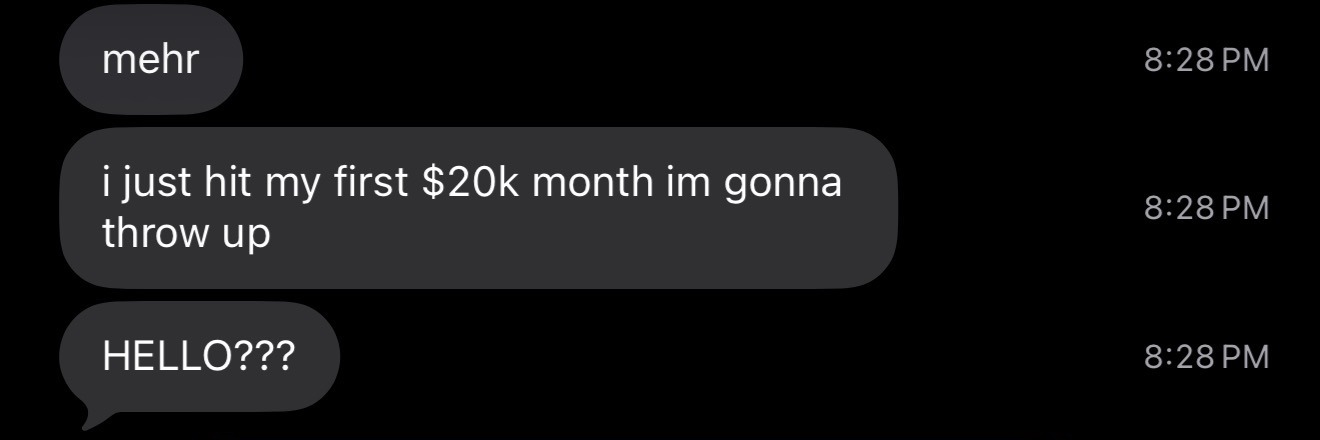 Jazmine: i just hit my first $20k month