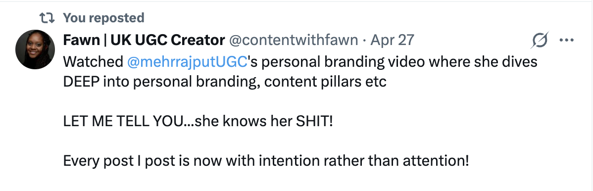 Fawn: every post is now with intention rather than attention